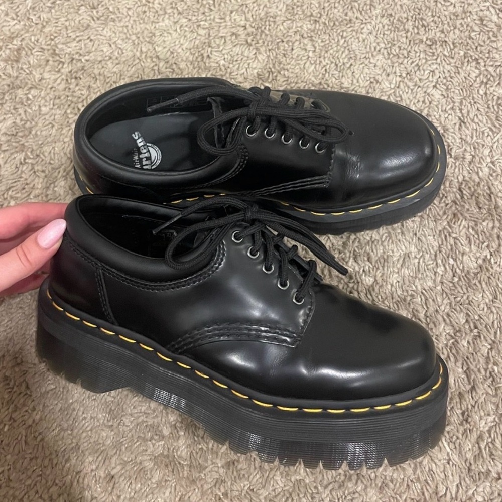 Dr. Martens Black Leather Platform Oxfords
